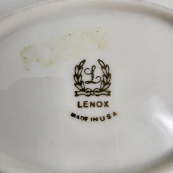 Lenox Candy Trinket Jewelry Dish Leaf With Silver Trim Vintage USA Home Decor - Picture 6 of 16